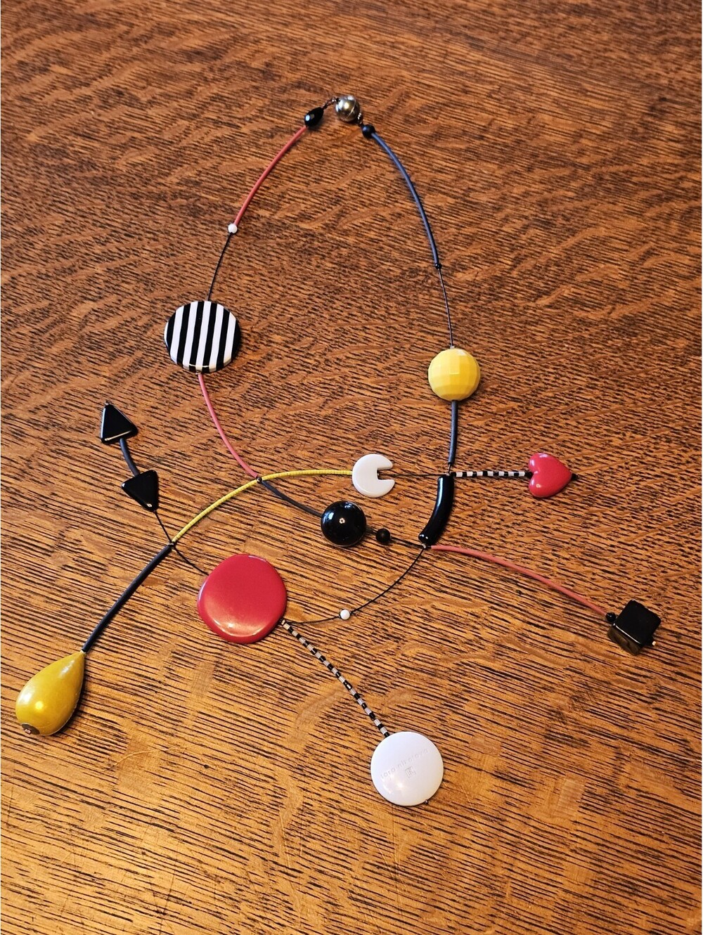 Lora Nikolova Signed Wearable Art Statement Necklace Colorful Modernist 20" - Picture 3 of 7